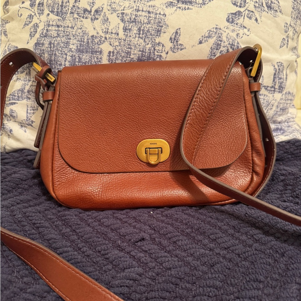 Fossil Harper Tan Leather Crossbody Bag